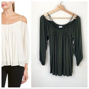 Bailey 44 Dark Green Traveler Off Shoulder Blouse